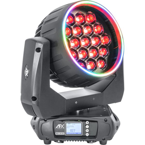 AFX Light WASH-1940-RGB Lyre Wash effet aura 19x 40W RGBW, anneau Led, Zoom (en flight)