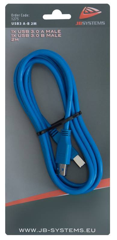 JB SYSTEMS USB 3 A-B 2M Câble USB3-A mâle <> USB3 B mâle - 2m
