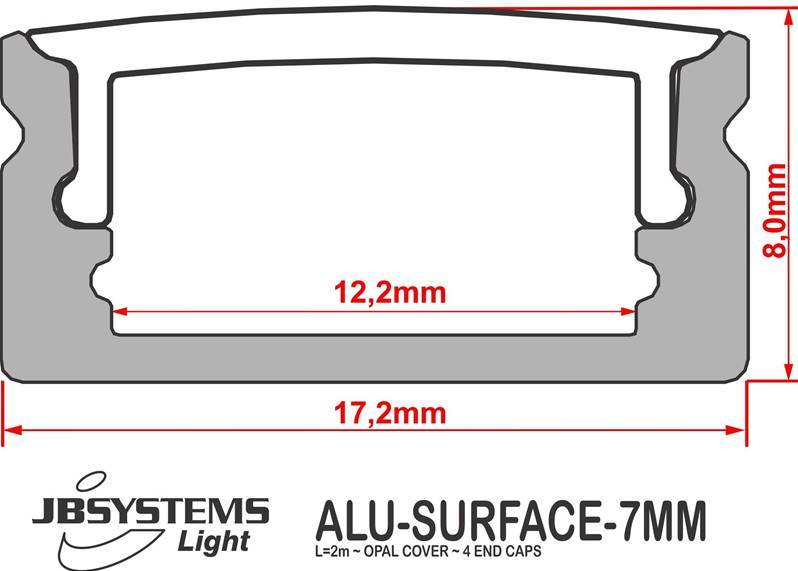 JB SYSTEMS ALU-SURFACE-7MM (2M) Profilé Alu de surface 7mm