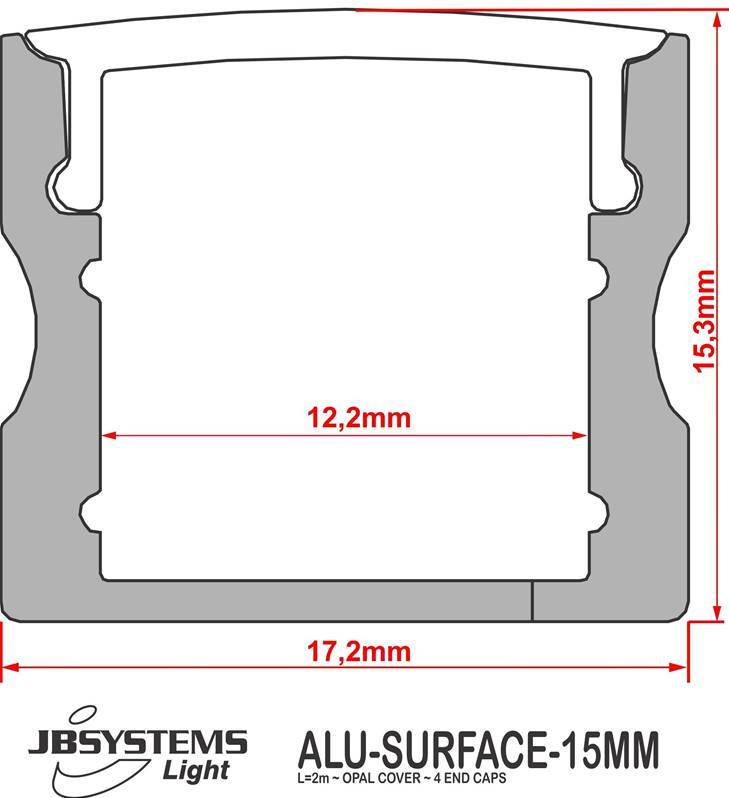 JB SYSTEMS ALU-SURFACE-15MM (2M) Profilé Alu de surface 15mm