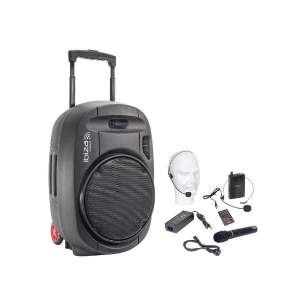 IBIZA Sound PORT12UHF-MKII sono portable sur batterie 12" 350W RMS micro sans fil usb mp3 bluetooth