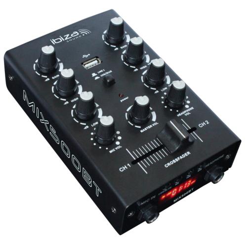 IBIZA Sound MIX500BT Table de mixage 2 canaux avec USB et Bluetooth ®