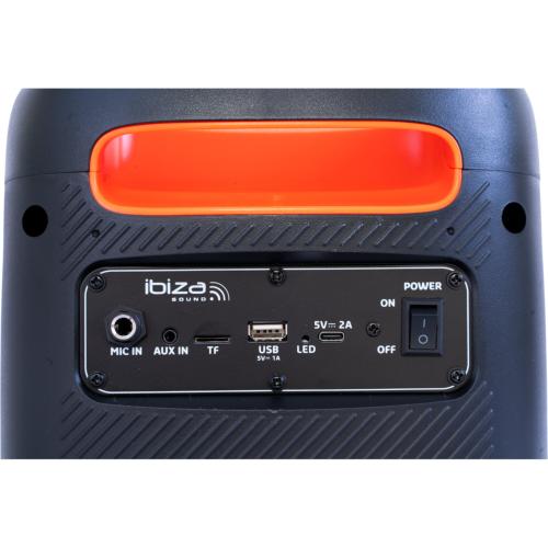 IBIZA SOUND CUBE180 enceinte sur batterie 180W Peak Bluetooth TWS  USB, MICRO SD, FM, Micro filaire + effets lumineux