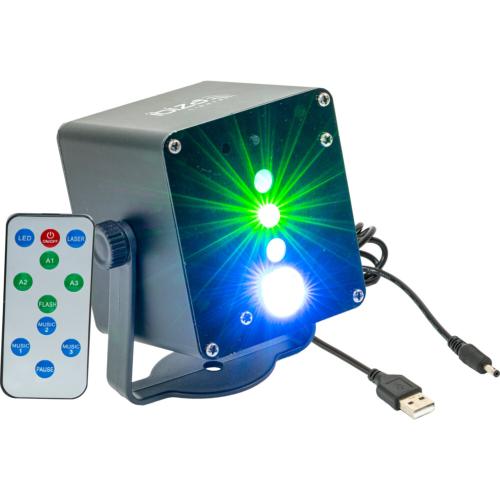 IBIZA Light TINYLED-LASRGB EFFET A LED 3W + LASER RGB miniature sur batterie (chargeur non inclus)