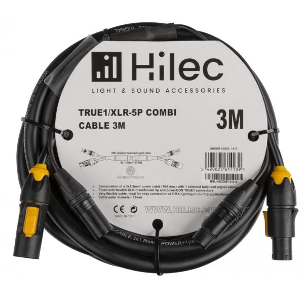 COMBI Câble DMX + POWER 3x1.5mm² Neutrik 5p XLR et PowerCON TRUE 1 - 3m