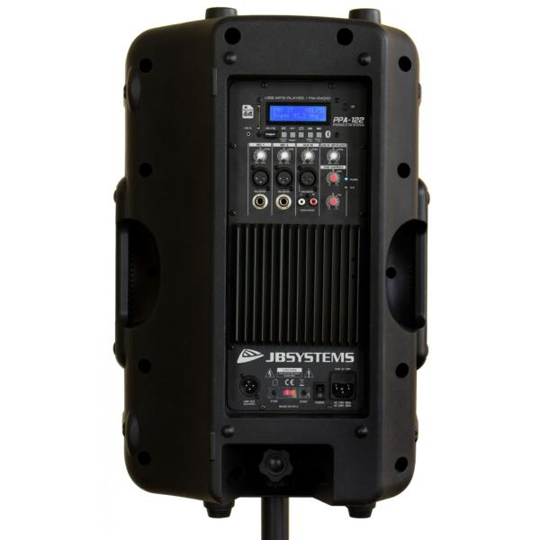 JB SYSTEMS PPA 122 Enceinte portable filaire 12" 250W RMS MP3, FM radio, Bluetooth, 2mic + 1line in