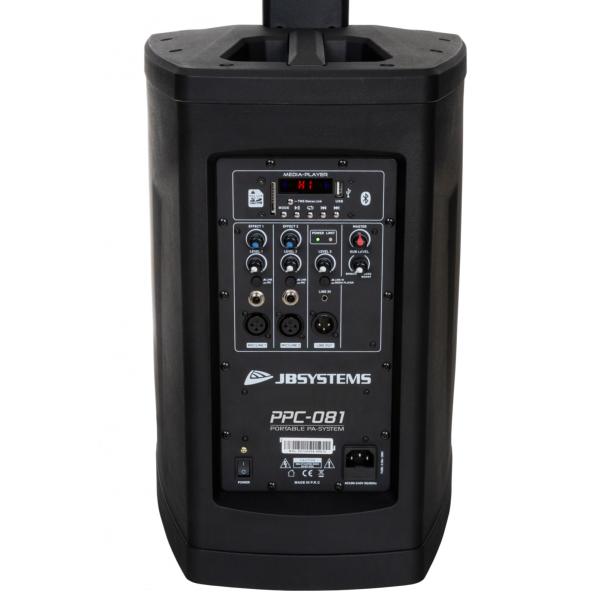 JB SYSTEMS PPC-081 Système actif subwoofer et colonne 100W RMS mixeur avec lecteur média interne + Bluetooth® TWS