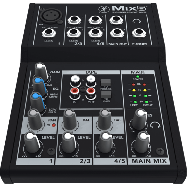 Mackie MIX5 table de mixage compacte 5 canaux 1 entrée micro + 2 entrées stéréo