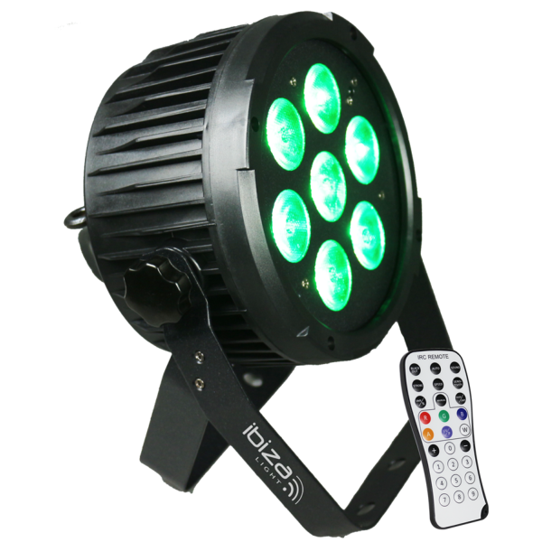 IBIZA Light PAR LED 712 IR projecteur plat 7x 12W RGBWA-UV 6 en 1
