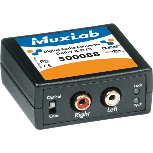 MUXLAB 500088 Convertisseur audio Dolby DTS SPDIF / TOSlink vers RCA (stéréo)