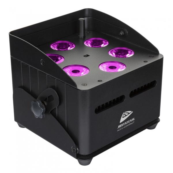 JB SYSTEMS ACCU COMPACT projecteur LED 6x 10W RGBWA sur batterie DMX sans fil ou IR sonodistrib magasin revendeur professionnel sono sonorisation éclairage vente lille lens arras douai valenciennes