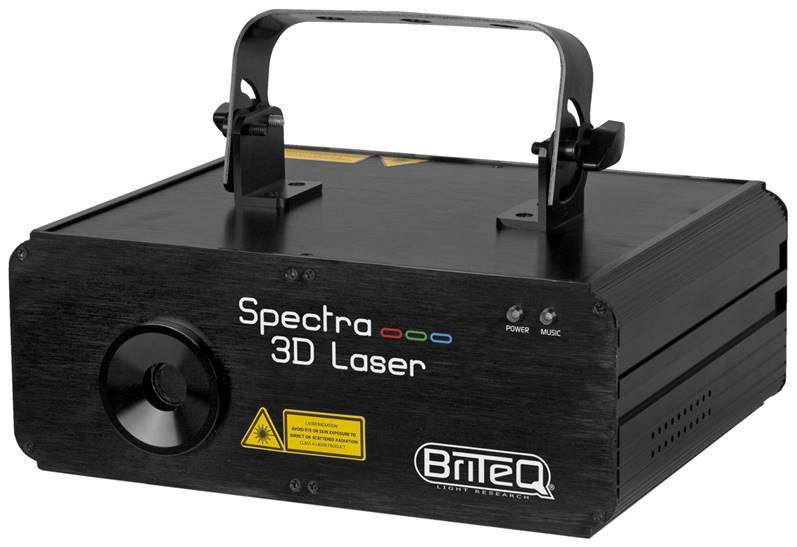 BRITEQ SPECTRA-3D Laser Jeux de lumière DJ Effet Laser - 80mW vert + 300mW bleu + 100mW rouge