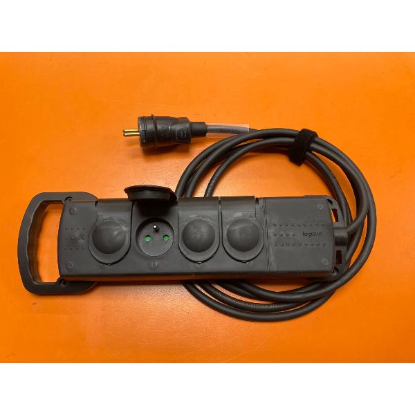 SD Câble ELEC 230V 16A prolongateur Mâle / Femelle Quadruple velcro noir + thermo 5cm - longueur 03m