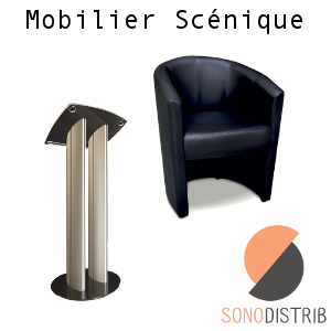 location mobilier scénique chauffeuse pupitre de conférence design alu plexiglass magasin sono lille seclin lens douai arras sonodistrib