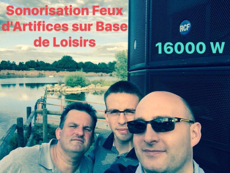 Sonorisation Feux d'Artifices Base de loisirs eau diffusion musique longue portée forte puissance RCF