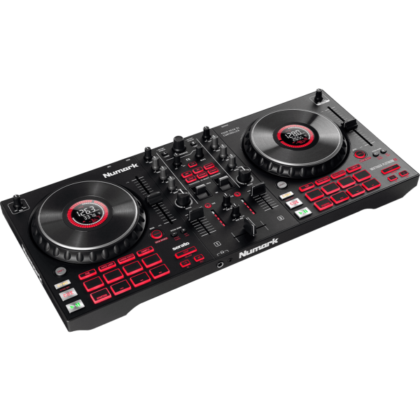 NUMARK MIXTRACK PLATINUM FX contrôleur DJ 4 voies, 16 pads, écrans sur jog carte son Serato DJ Lite