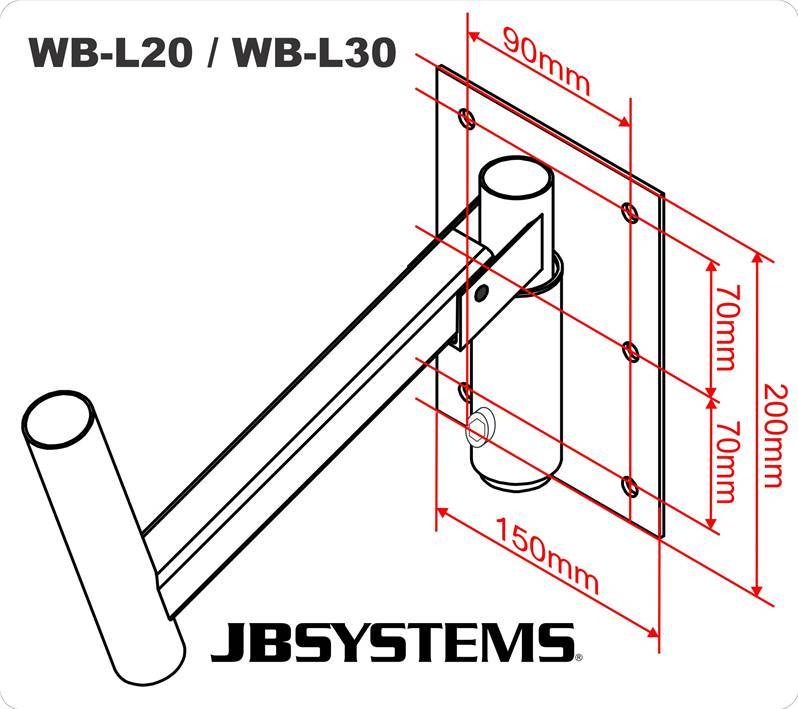 JB SYSTEMS WB-L30 Support mural pour enceinte bras déporté 30cm, 40kg