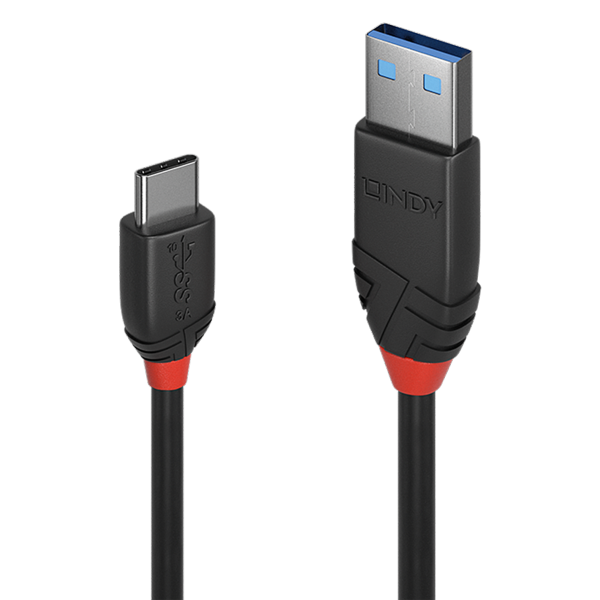 LINDY 36916 Câble USB 3.2 Type A vers C, 10Gbit/s, Black Line, 1m USB-A vers USB-C