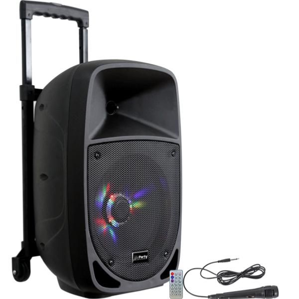 OCCASION - EXPO - GAR 6 mois - Party-8LED enceinte sono portable sur batterie 8" 300W micro usb mp3 Bluetooth Radio FM 