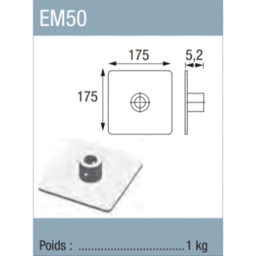 ASD EM50 embase de sol alu légère pour monotube EX50