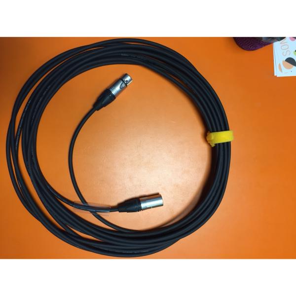 SD Câble XLR 3pts Mâle/Femelle Mixte Audio & DMX + velcro jaune + thermo 5cm - longueur 10m