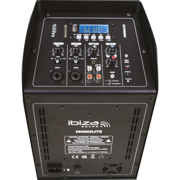 IBIZA MONOLITE système de sonorisation compact colonne 12" 350W RMS Bluetooth + effets lumineux LED