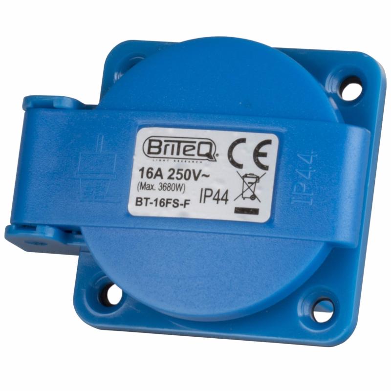 BRITEQ BT 16FS F Prise de courant bleue avec capot à assembler IP44, 230V/16A FRA/BEL