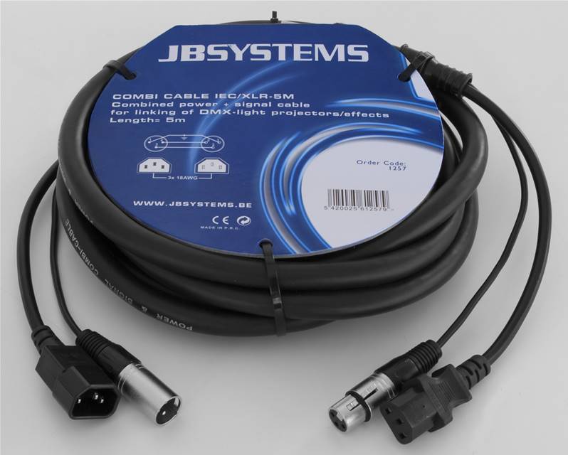 JB SYSTEMS COMBI CABLE IEC/XLR 5M CombiCâble DMX+ Alim IEC cable 5,0m