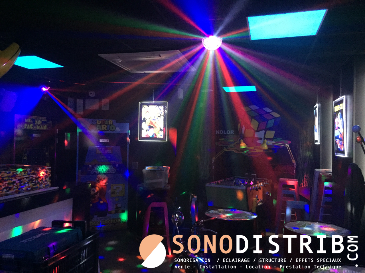 KOLOR BAR SONODISTRIB projecteur éclairage led disco 90's vent epose installation matériel professionnel lille nord pas de calais sono magasin