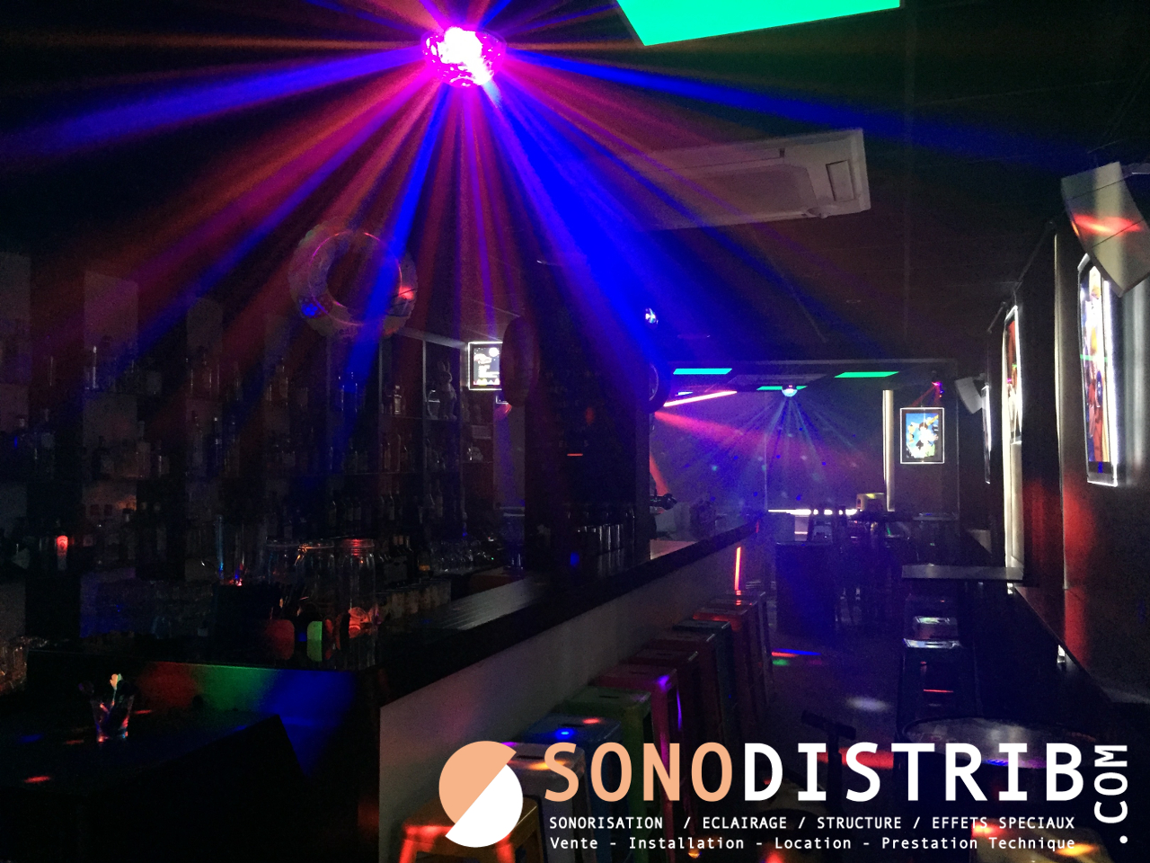 KOLOR BAR SONODISTRIB projecteur éclairage led disco 90's vent epose installation matériel professionnel lille nord pas de calais sono magasin