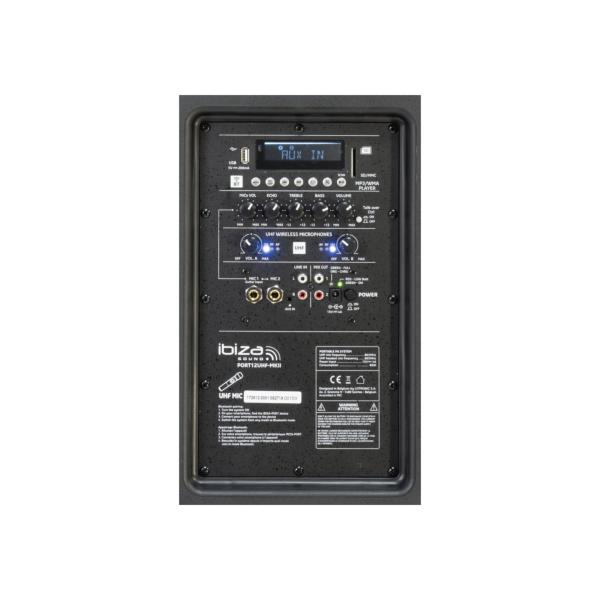 IBIZA Sound PORT12UHF-MKII sono portable sur batterie 12" 350W RMS micro sans fil usb mp3 bluetooth