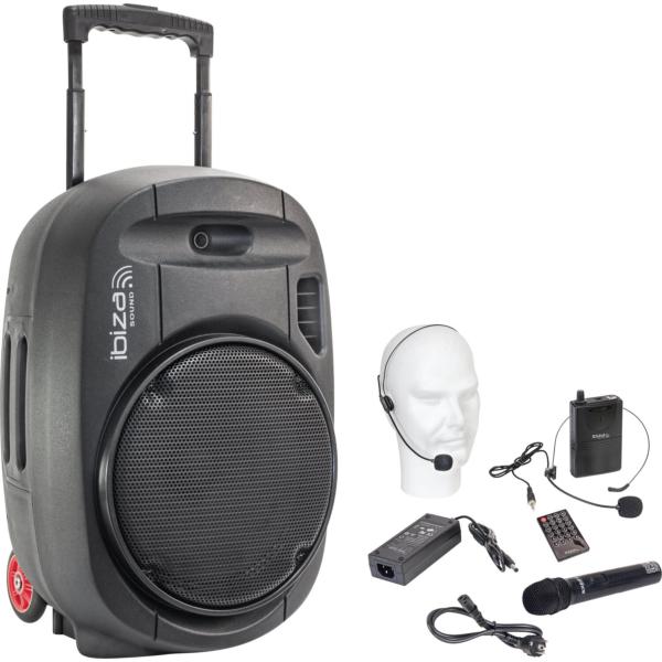 IBIZA Sound PORT12UHF-MKII TWS sono portable sur batterie 12"  350W RMS micro sans fil usb mp3 avec bluetooth TWS