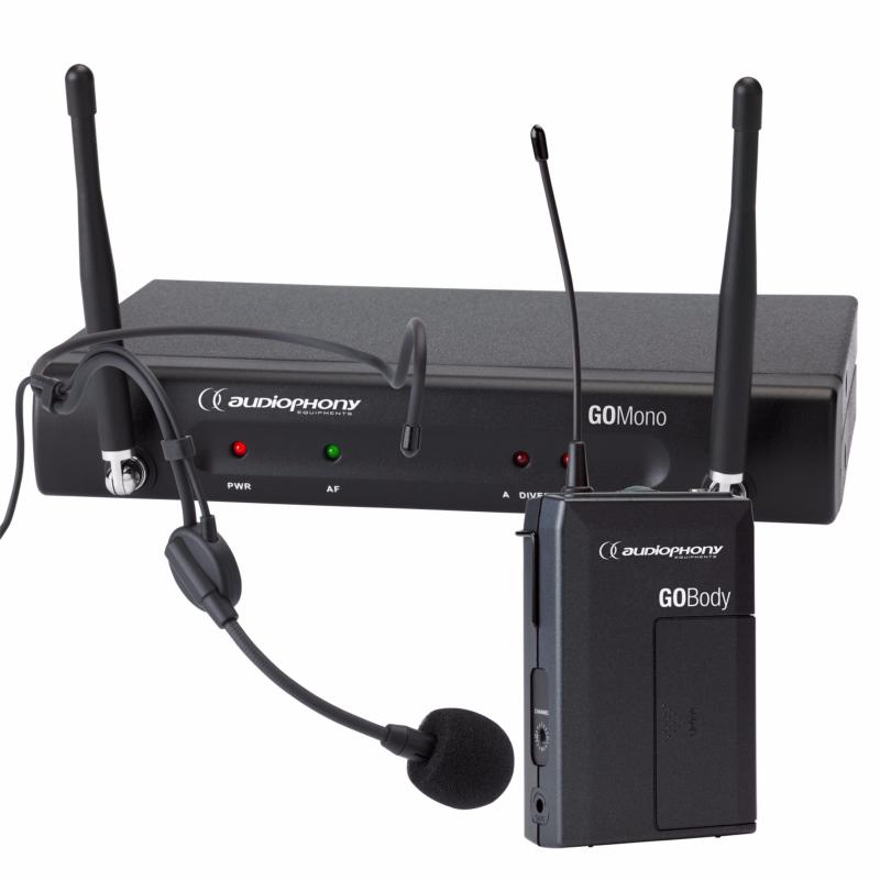 AUDIOPHONY PACK GO Head F8 récepteur + émetteur pocket sans fil HF + micro casque serre tête - Bande de fréquence UHF : 823~832 et 863-865 MHz