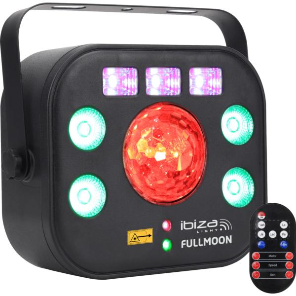 IBIZA Light FULLMOON jeu de lumière Led  5-EN-1 AVEC WASH, UV, LASER R+G, STROBO & ASTRO