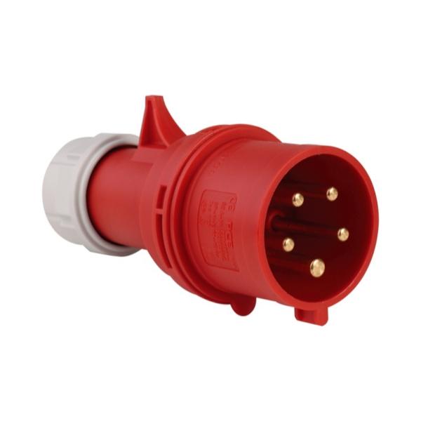 P17 Fiche mâle 32A 400V Triphasé tétrapolaire 3Ph+N+T IP44 Rouge