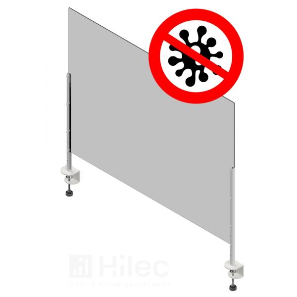 Hygiaphone écran en verre trempé pour table, comptoir et bureau par pinces 100cm x 75cm (COVID-19) 