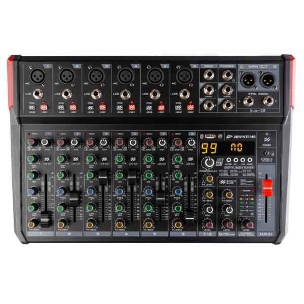 JB SYSTEMS LIVE-10 Table de mixage PA polyvalent dans un format compact et pratique, 10 entrées / 8 canaux