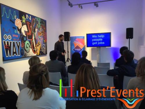Prestation Technique Son, Lumi�re, Vid&eacute;o type convention puis cocktail dans une galerie d'art sur Lille.